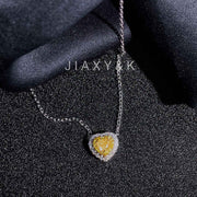 Yellow Diamond Heart Necklace 18K White Gold - Jiaxyk